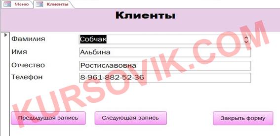 Курсовая работа "Салон красоты" на MS Access 2013 (Аксес) Программа и