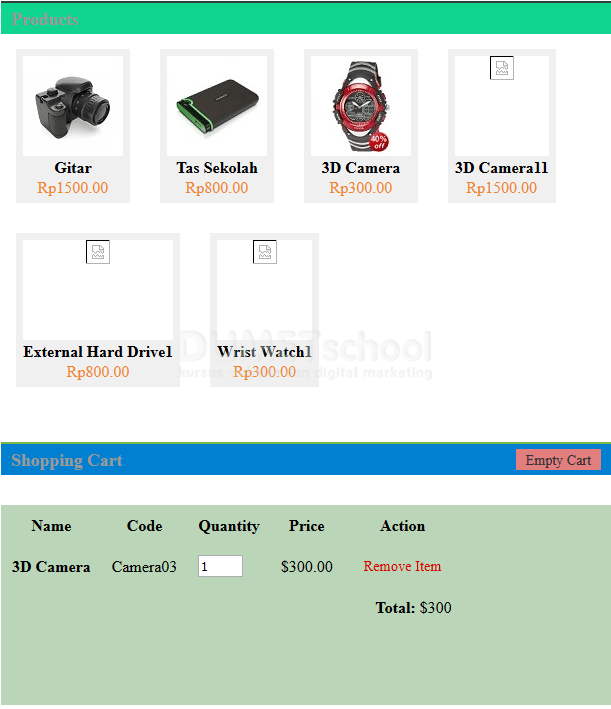 Cara Membuat PHP Shopping Cart dengan jQuery Drag and Drop Kursus 
