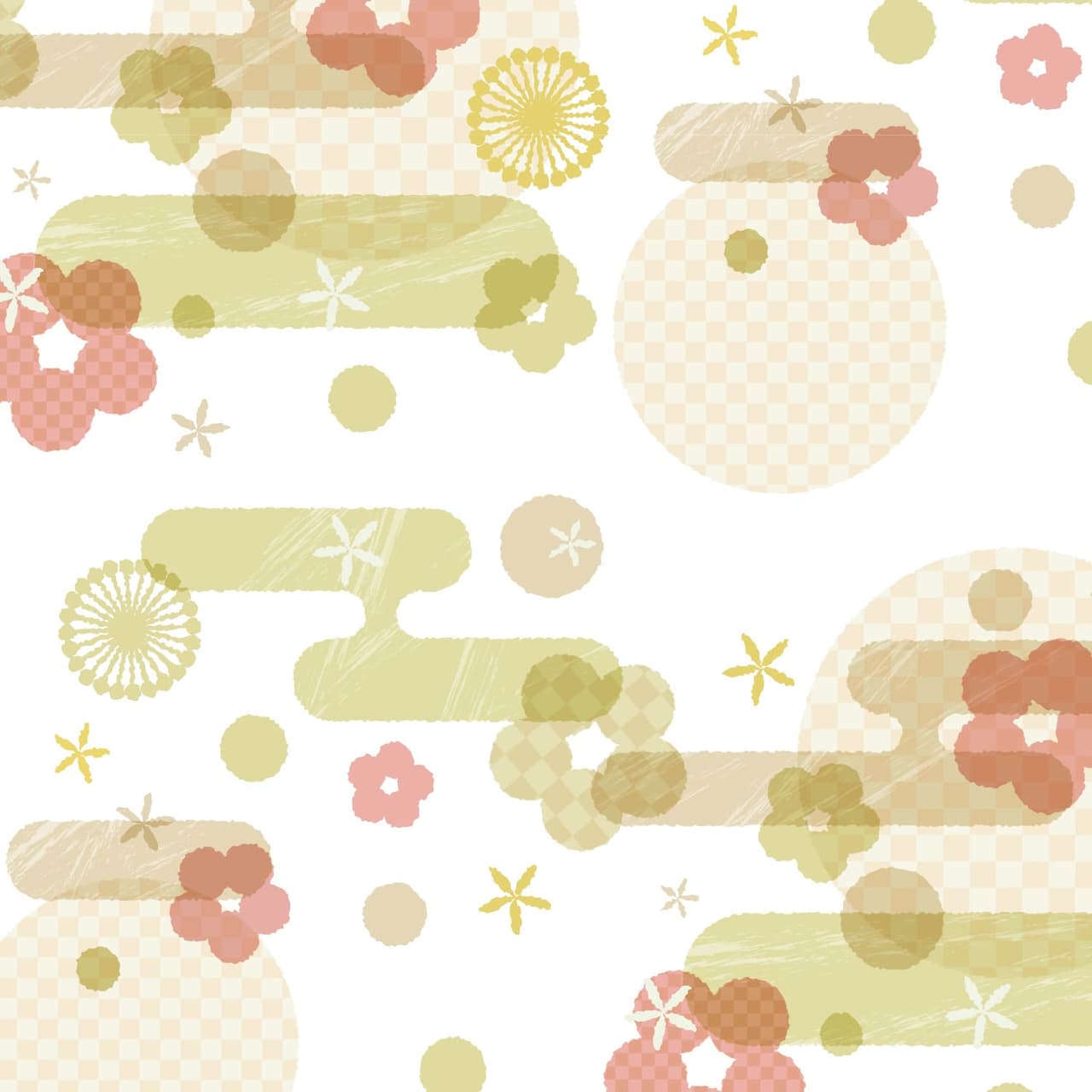 かわいい和柄イラスト - No: 1870204／無料イラストなら「イラストAc」 可愛い和柄を散りばめたラッピング素材 | 無料包装紙イラストの「くるりえ」