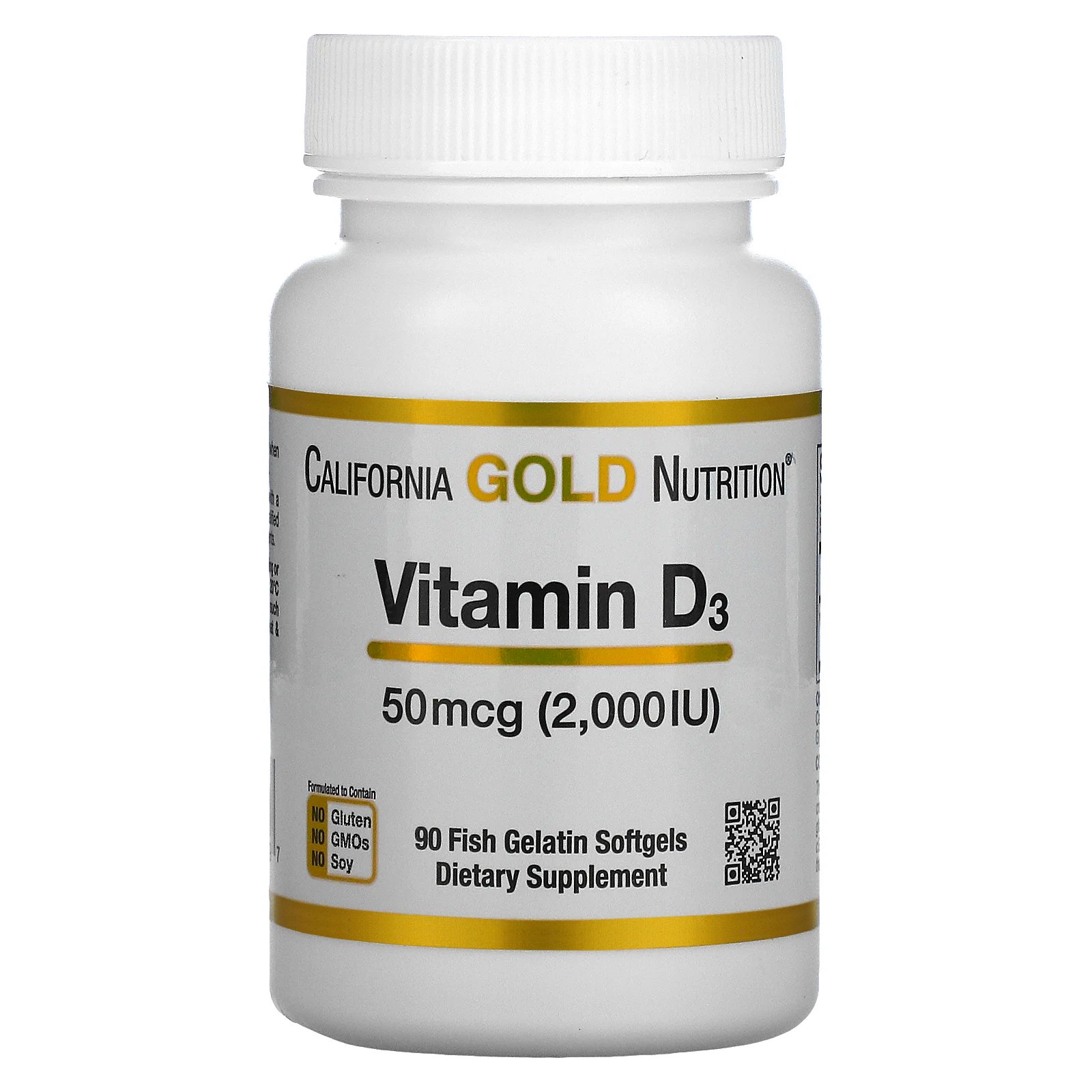 California Gold Nutrition, Vitamin D3, 50 mcg (2,000 IU), 90 Fish