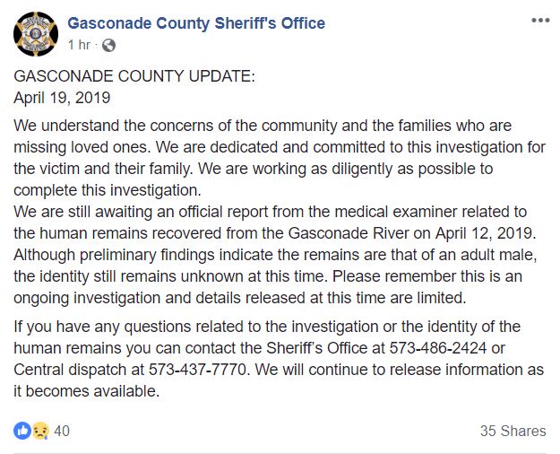 Gasconade Authorities Still Working To Identify Remains KXEO