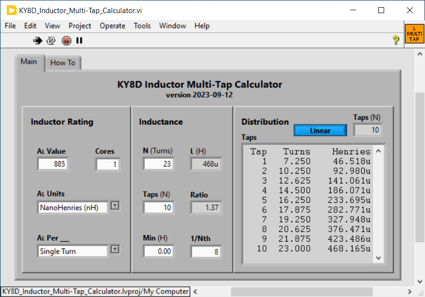 Inductor MultiTap Calcualtor