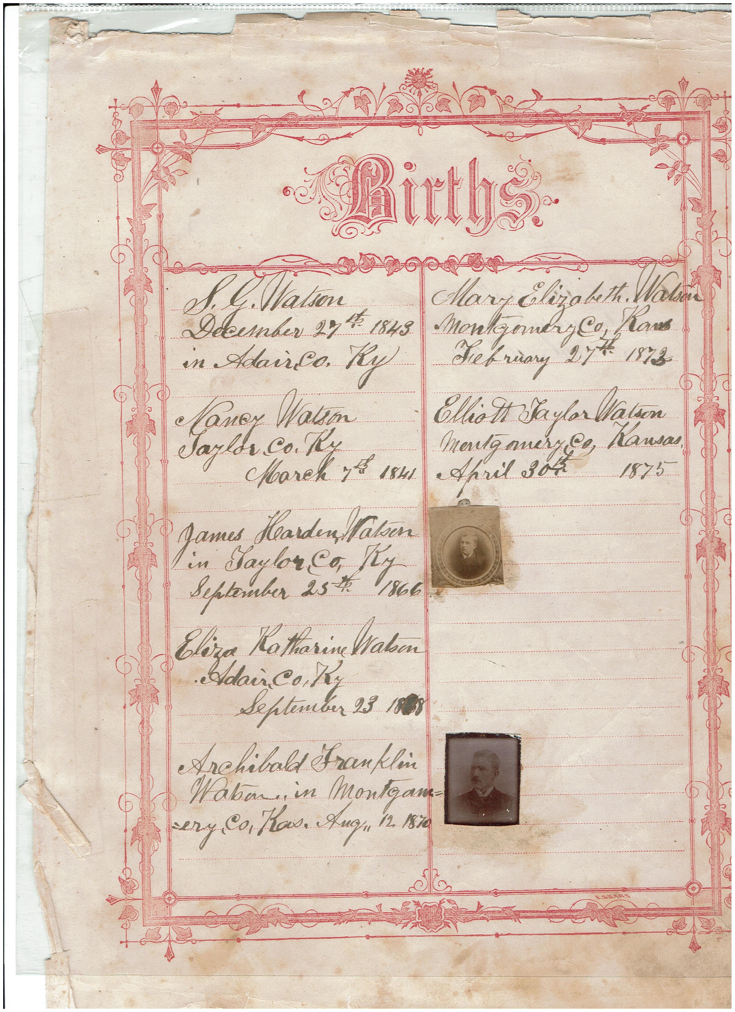 ADAIR COUNTY BIBLE RECORDS