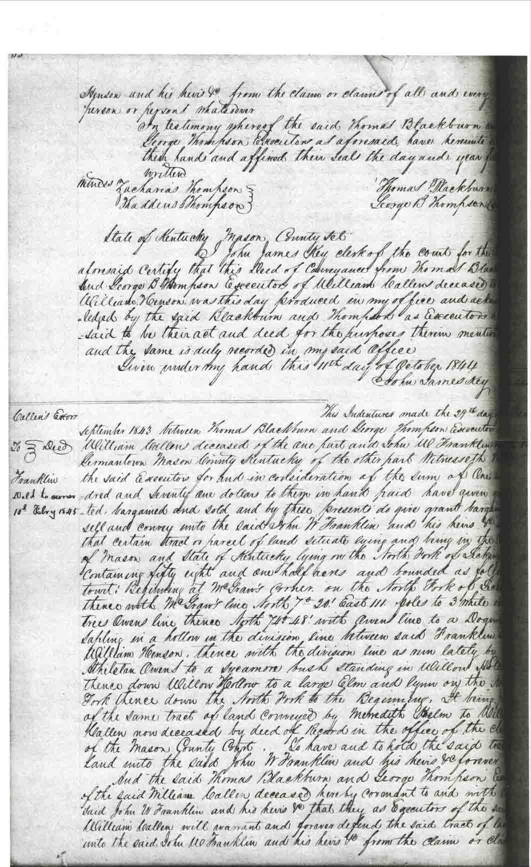 Mason County, Kentucky USGen Free Genealogy Deeds