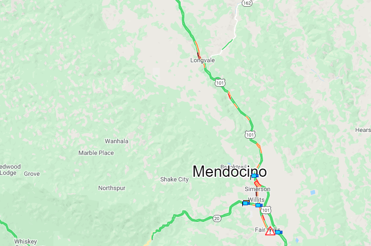 [UPDATE 504 p.m.1000 Acres, 101 Closed] New Fire Near Willits