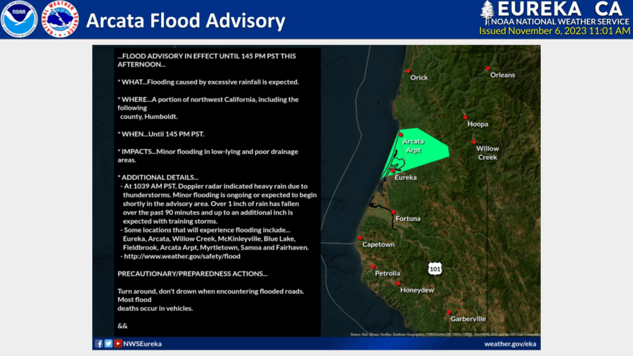 Arcata Flood Advisory Issued Redheaded Blackbelt