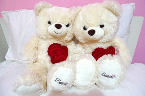 超口愛的愛心口袋絨毛熊