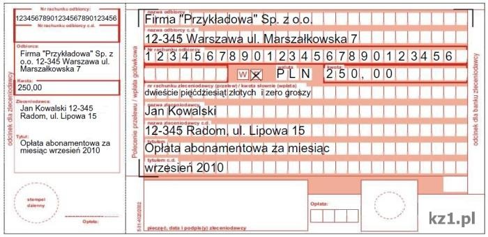 Jak wypełnić druk przelewu? + pusty blankiet kz1.pl pytania i