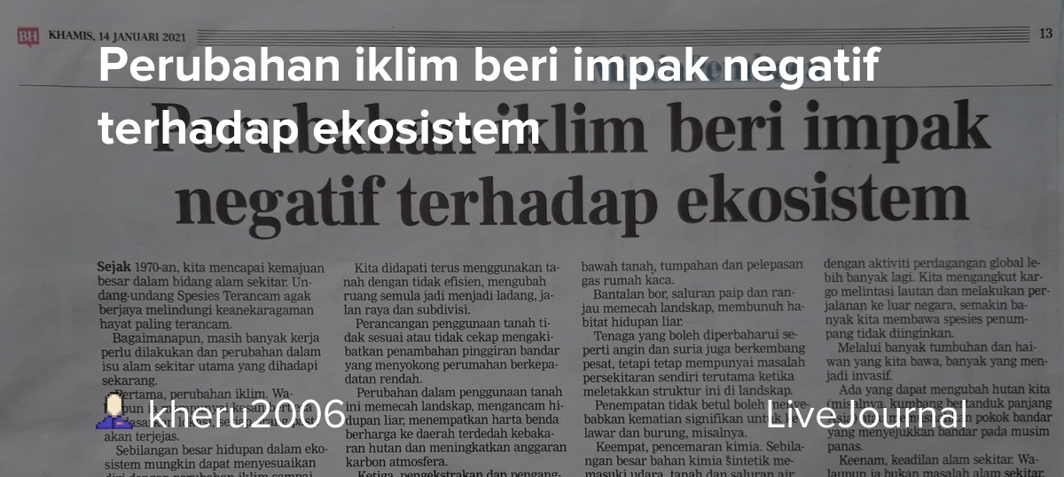 Perubahan iklim beri impak negatif terhadap ekosistem