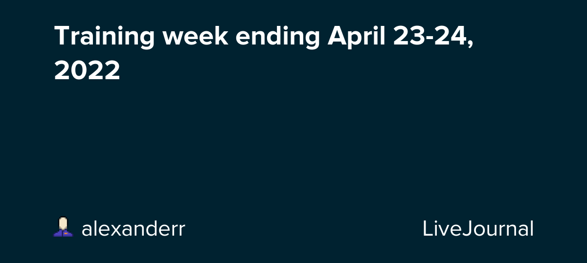 Training week ending April 2324, 2022 The Original Live Journal