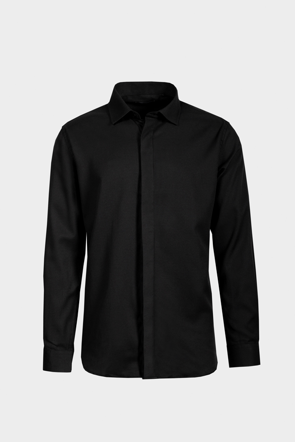 Black Cotton Dress Shirt Leonardo 5th Avenue