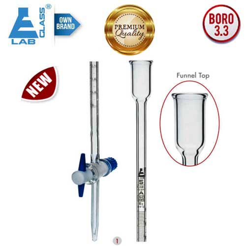 Burette (Micro) Class ‘A’ 5ml10ml PTFE Key Stopcock LABGLASS Lab
