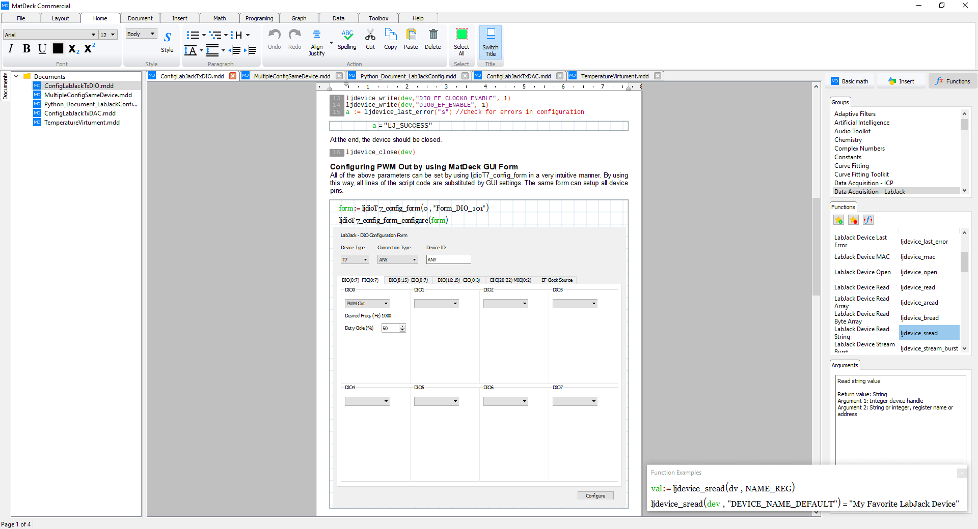 MatDeck LabJack software for TSeries LabDeck