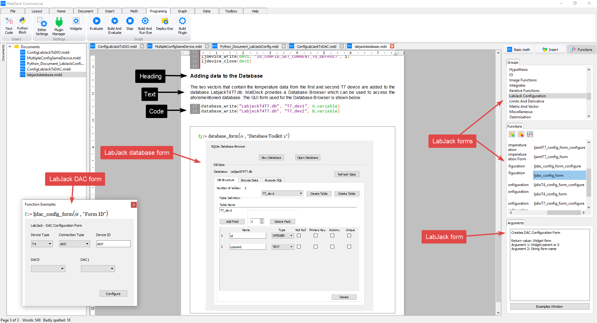 MatDeck LabJack software for TSeries LabDeck