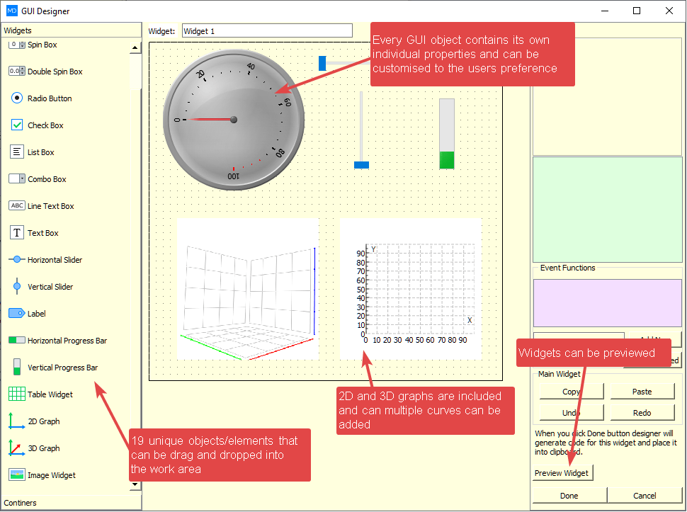 Drag and drop Python GUI Designer LabDeck