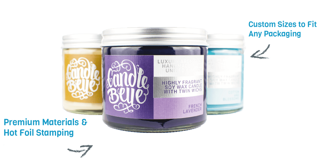 Candle Labels; Custom on Rolls Professional label.co.uk