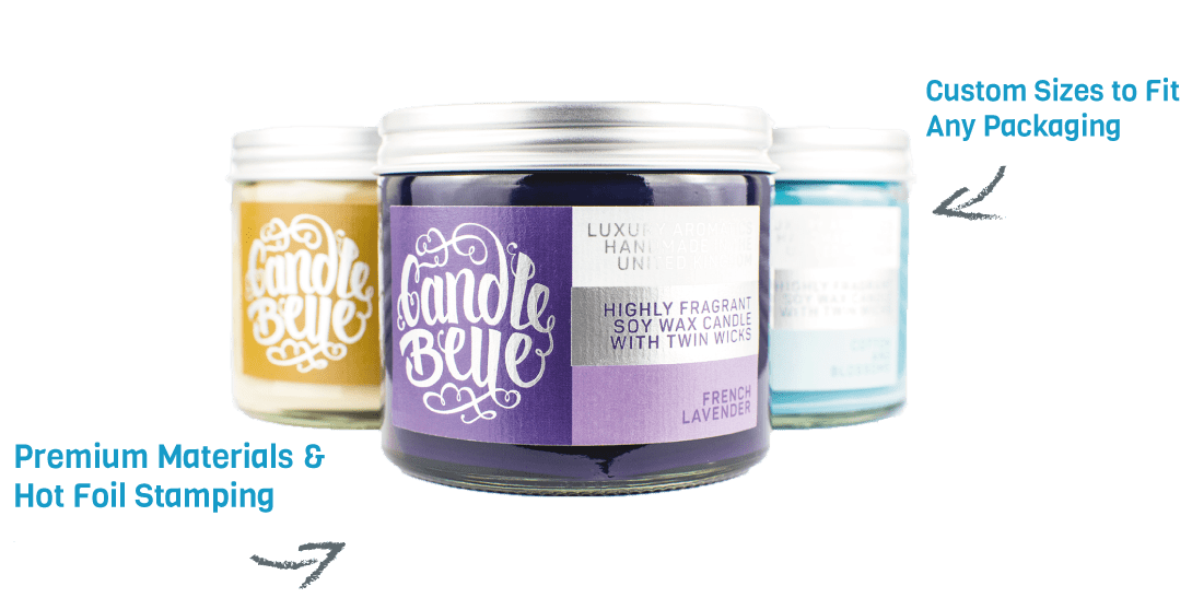 Candle Labels; Custom on Rolls Professional label.co.uk