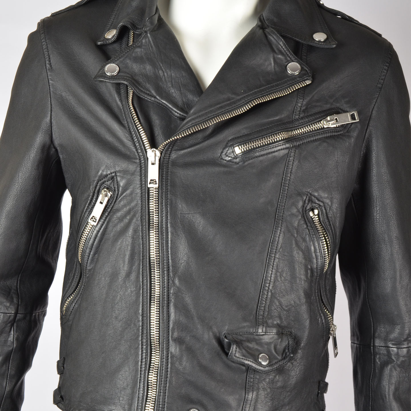 Burberry Brit Black Leather Biker Jacket LabelCentric