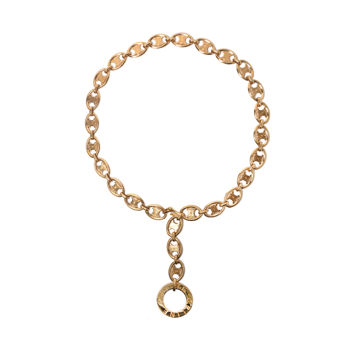 VINTAGE Celine Oval Gold Chain Link Belt LabelCentric