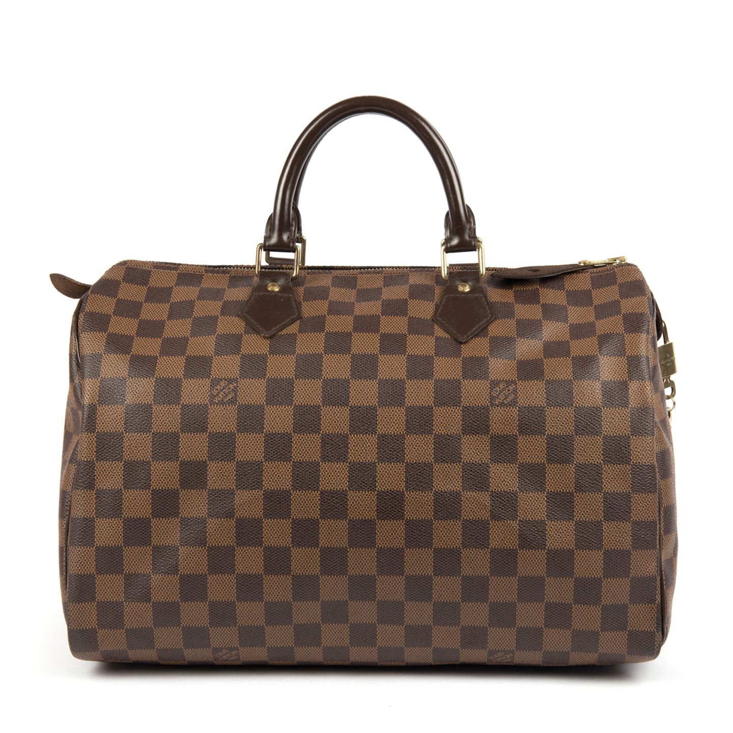 Louis Vuitton Damier Ebene Canvas Speedy 35 Bag LabelCentric