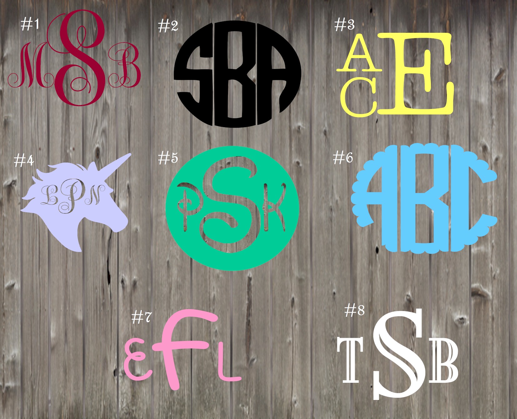 Vinyl Monogram Decals