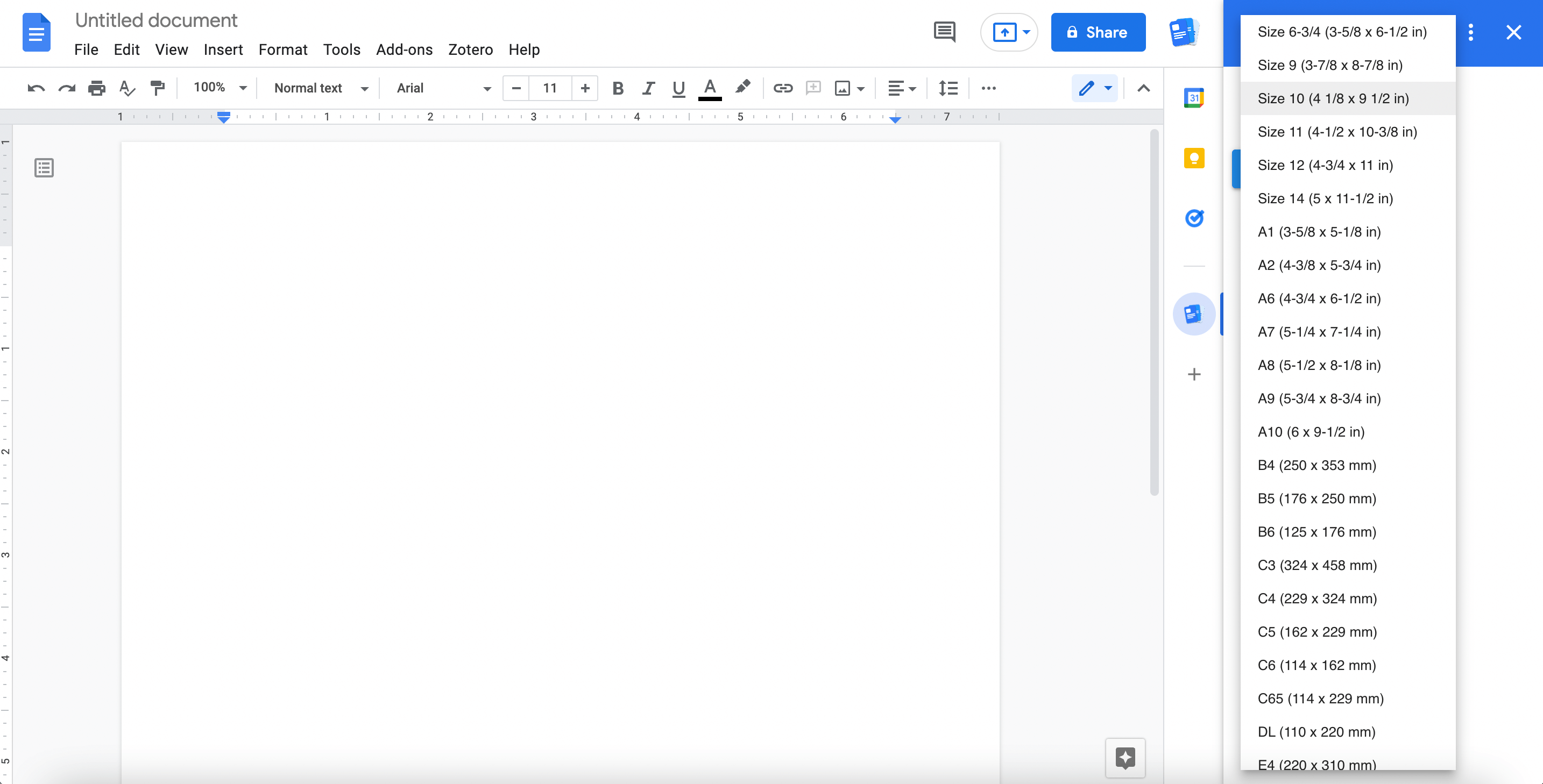 How to print an envelope in Google Docs?