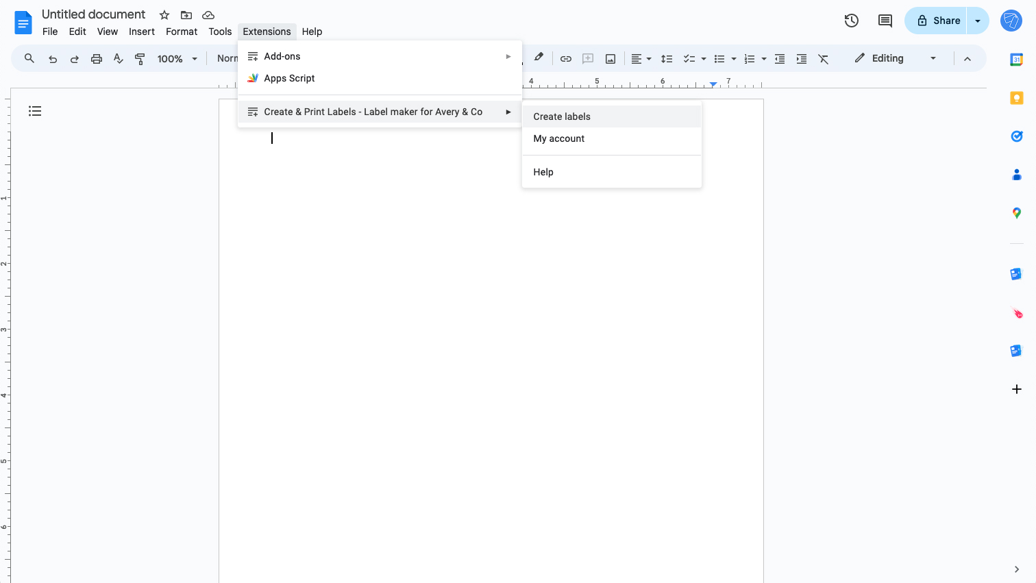 How to print envelopes in Google Docs?
