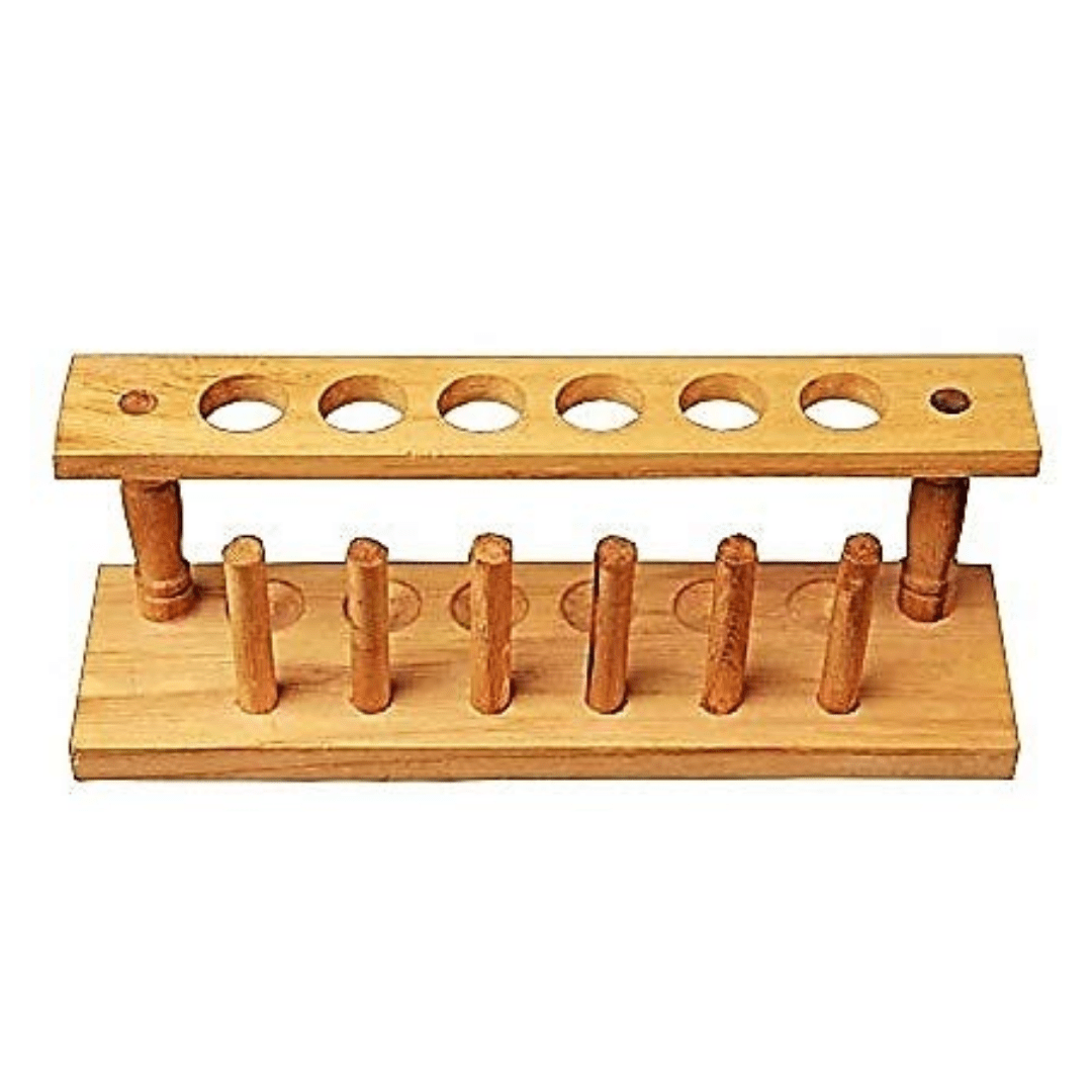 Lab Junction Test Tube Stand Wooden 6 Hole With Drying Rack Lab Junction