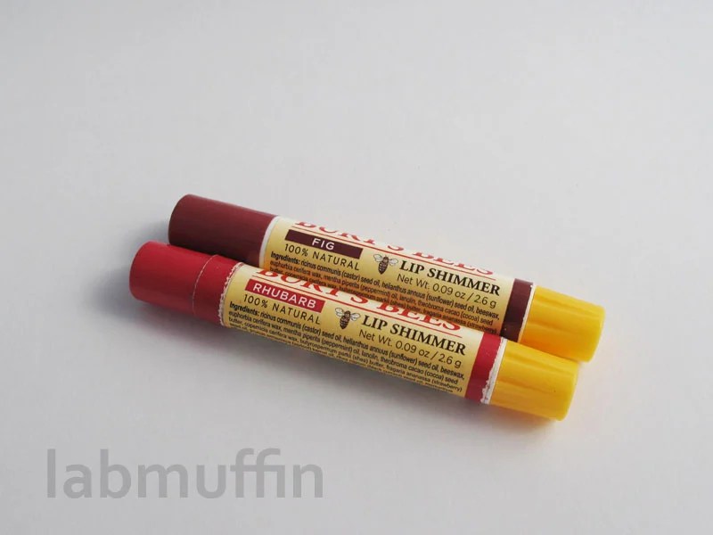 Burt’s Bees Lip Shimmer Fig & Rhubarb Swatches and Review Lab