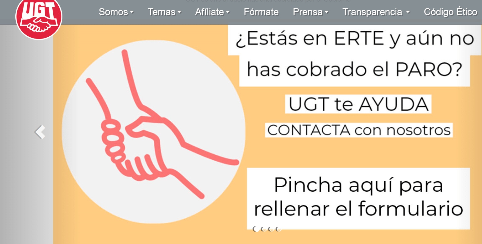 UGT habilita un formulario online para reclamar el cobro de tu ERTE