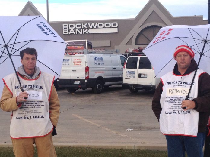 IBEW Local 1 pickets Rockwood Bank The Labor Tribune