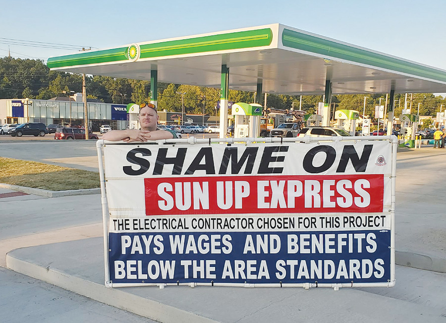 IBEW Local 1 banners new West County gas station The Labor Tribune