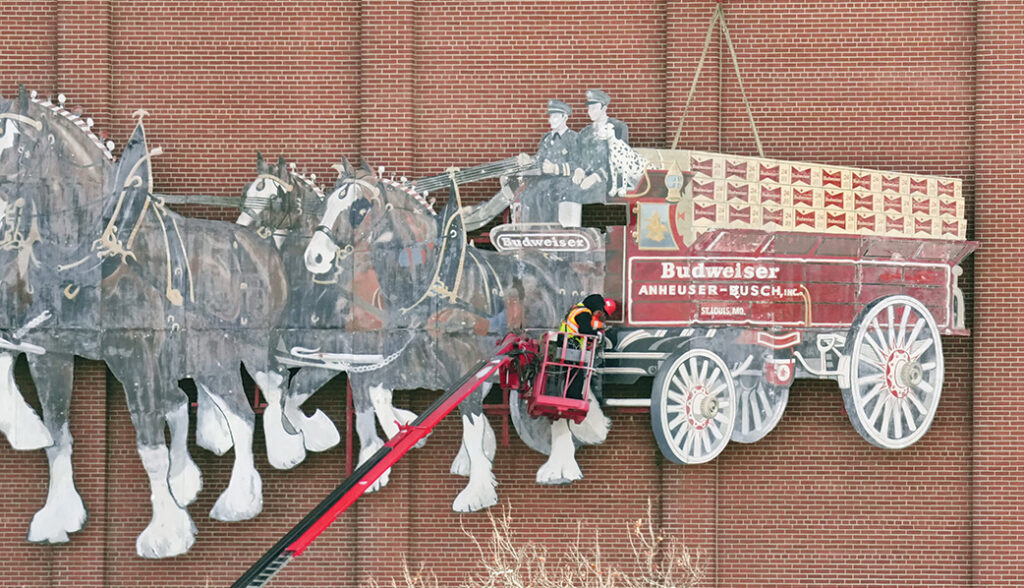 New AB Clydesdales mural installed by unionsignatory Piros Signs in