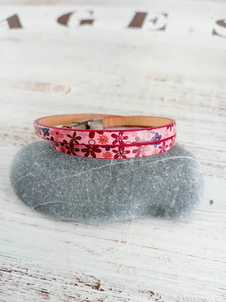 Bracelet cuir femme Apolline rose Manu Déco