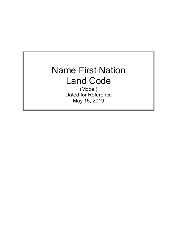 Land Codes • First Nations Land Management Resource Centre (RC)