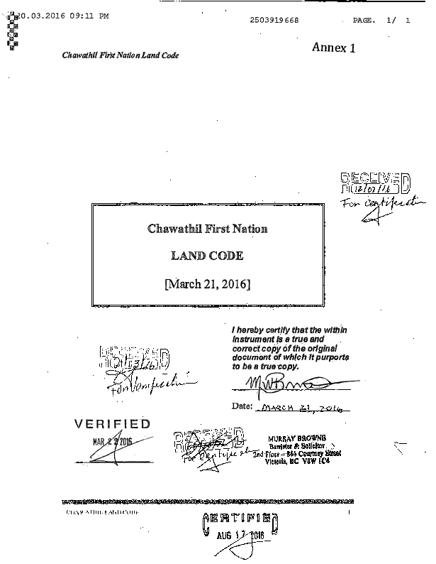 Land Codes • First Nations Land Management Resource Centre (RC)