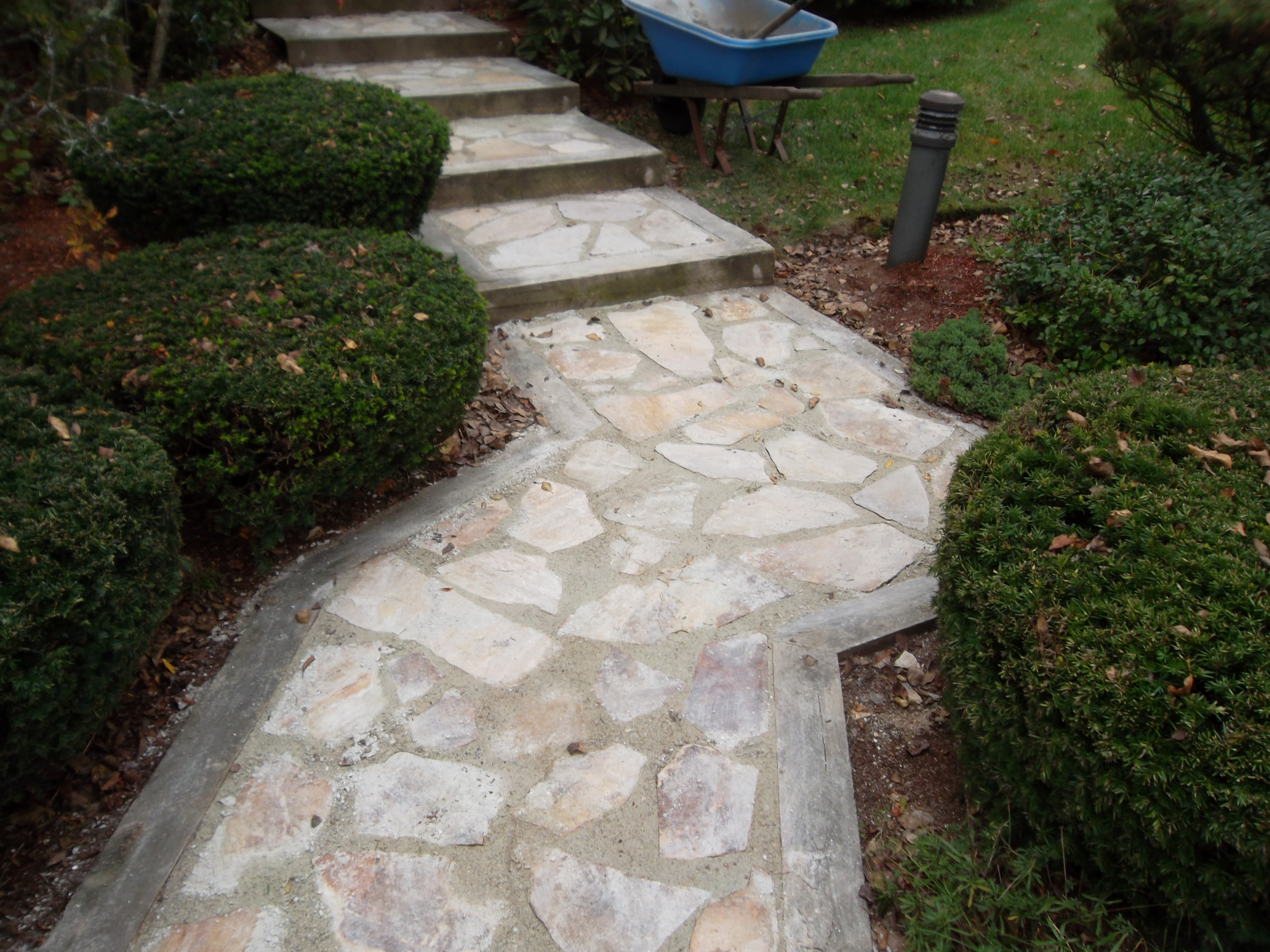 Install stone into front walkway in Londonderry NH LaBrie Property