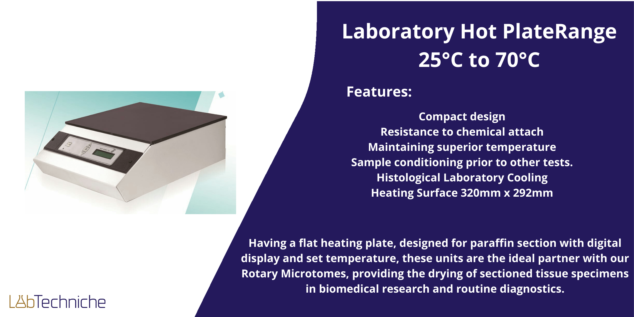Laboratory Hot Plate 25°C to 70°C from Lab Techniche