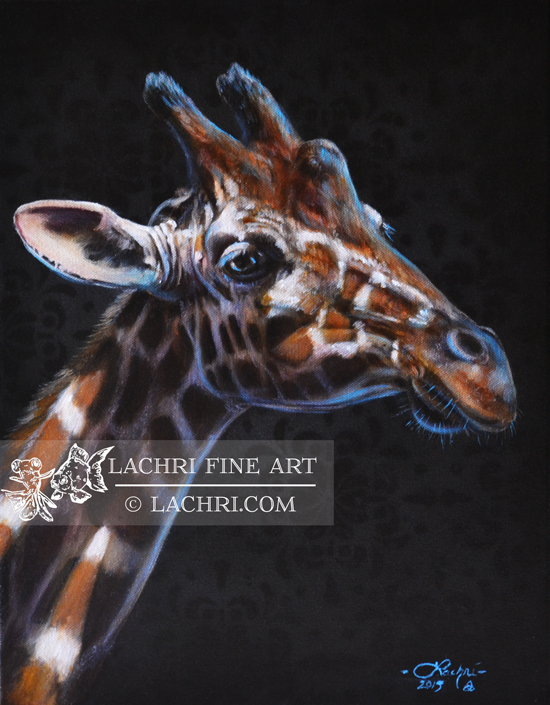 Giraffe oil over acrylic painting demonstration Lachri Fine Art