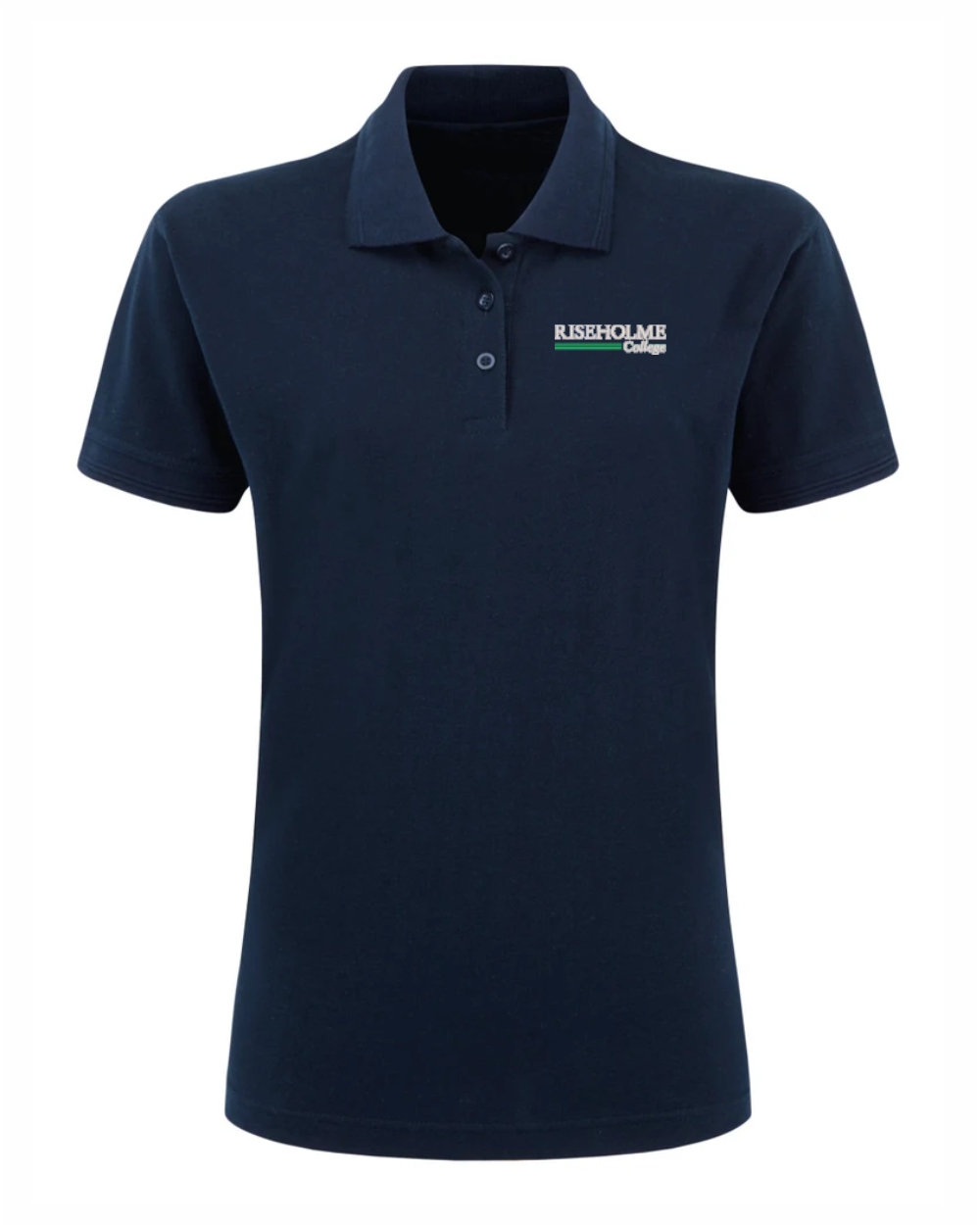 UCC031F Ladies Navy Polo Shirt C/W Riseholme Logo LA Clothing Solutions