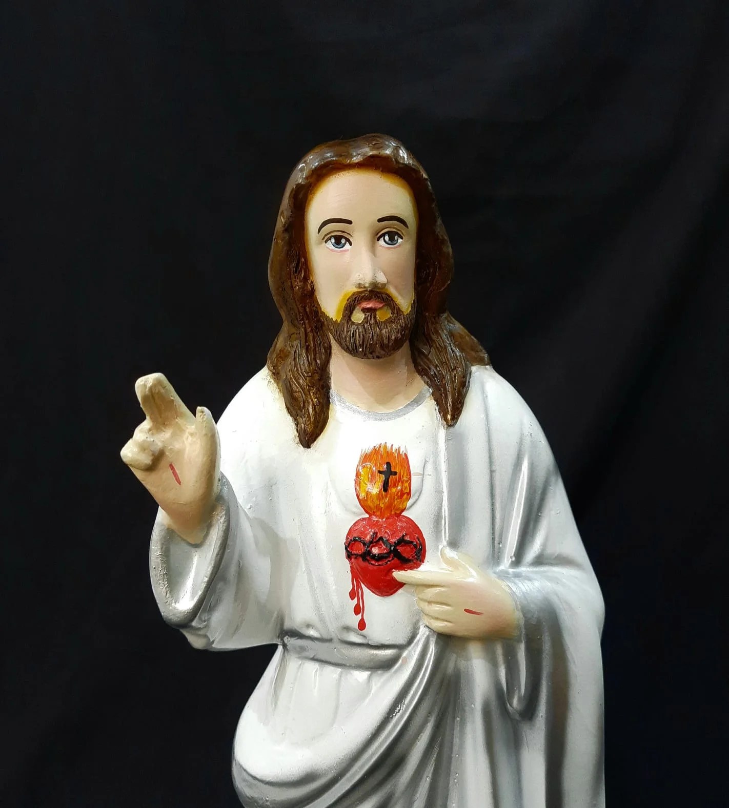 18 Inch Poly Marble Sacred Heart Statue