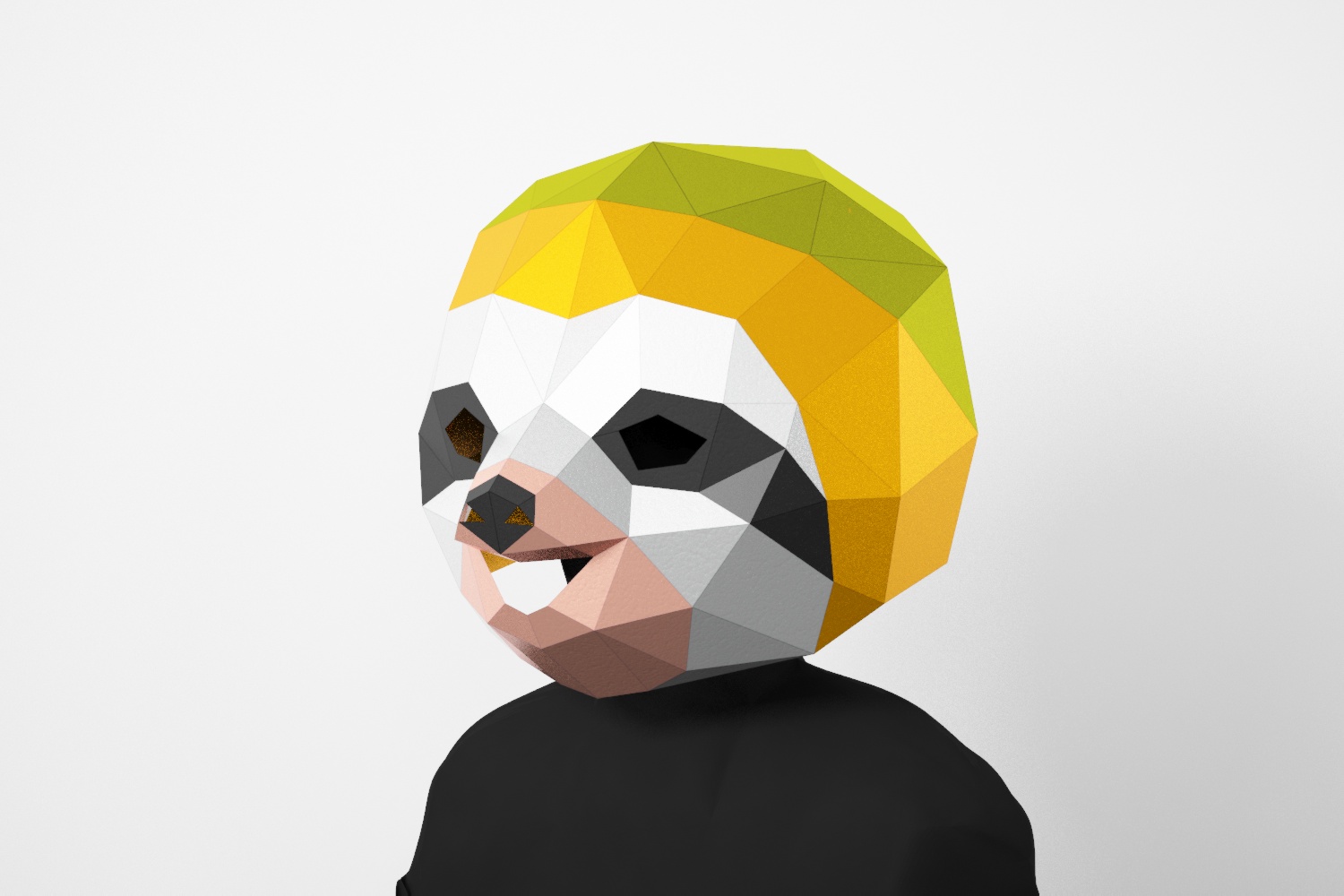 Sloth mask pdf template low poly mask LACRAFTA