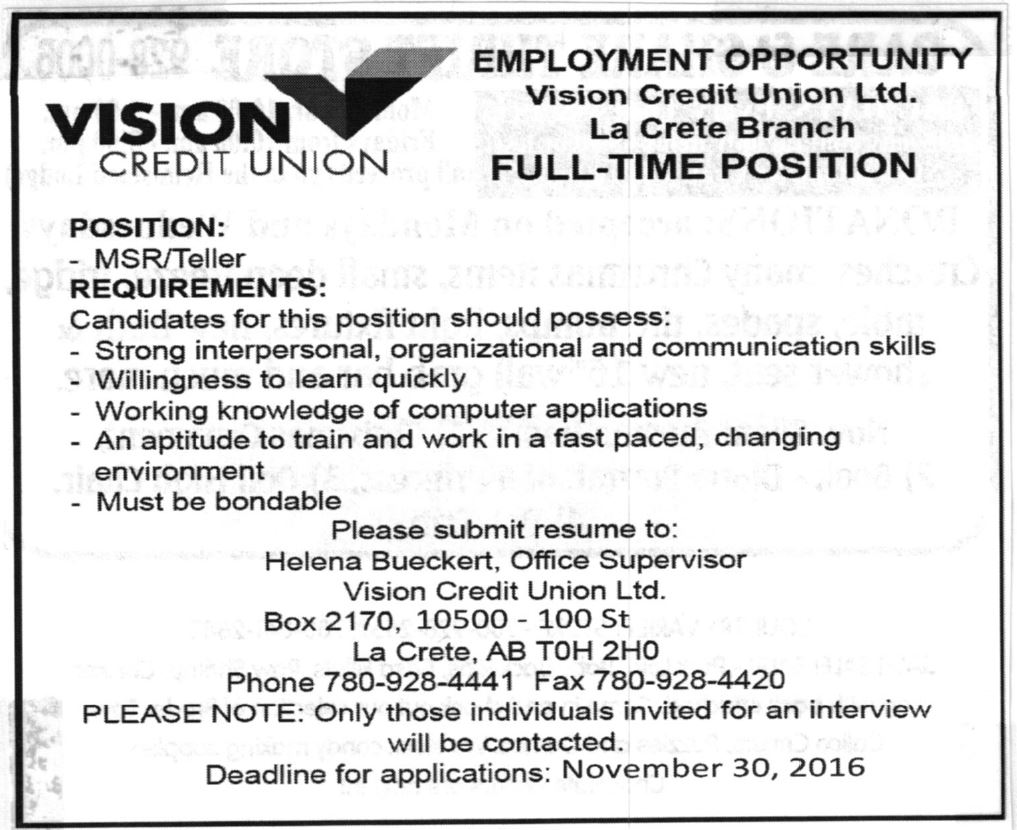 Job Board La Crete & Area Chamber of Commerce