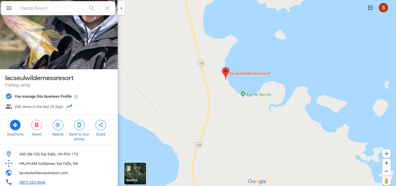 google map Lac Seul Wilderness Resort