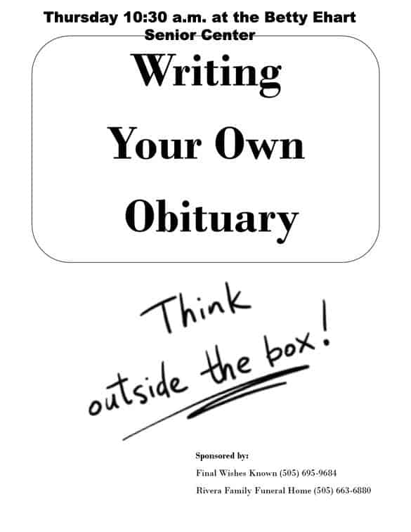 Learn To Write Your Own Obituary Thursday