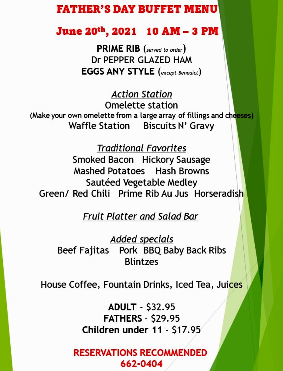 Cottonwood On The Greens Father’s Day Buffet Sunday
