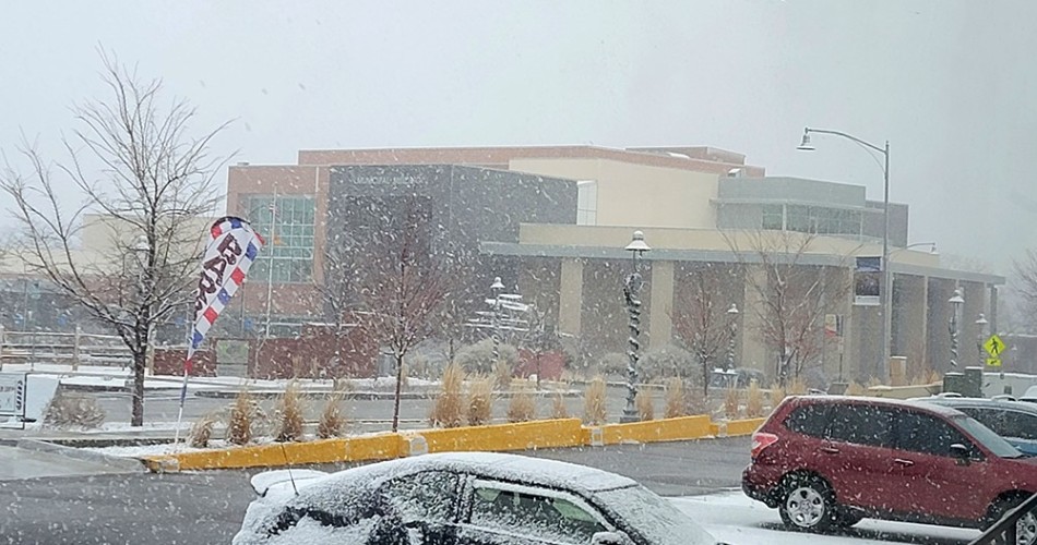 Scenes Of Snow Falling Over Downtown Los Alamos