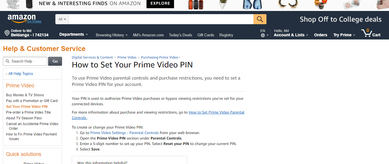 Set Your Amazon Prime Video PIN