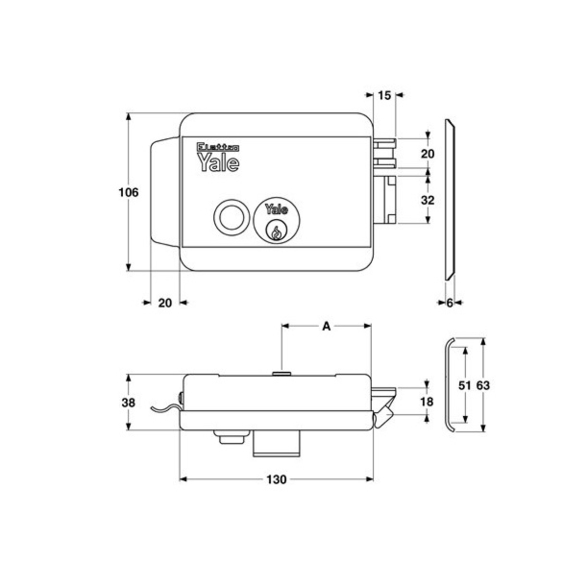Yale 67890 Electric Rim Lock with Reversed Latch for External Doors