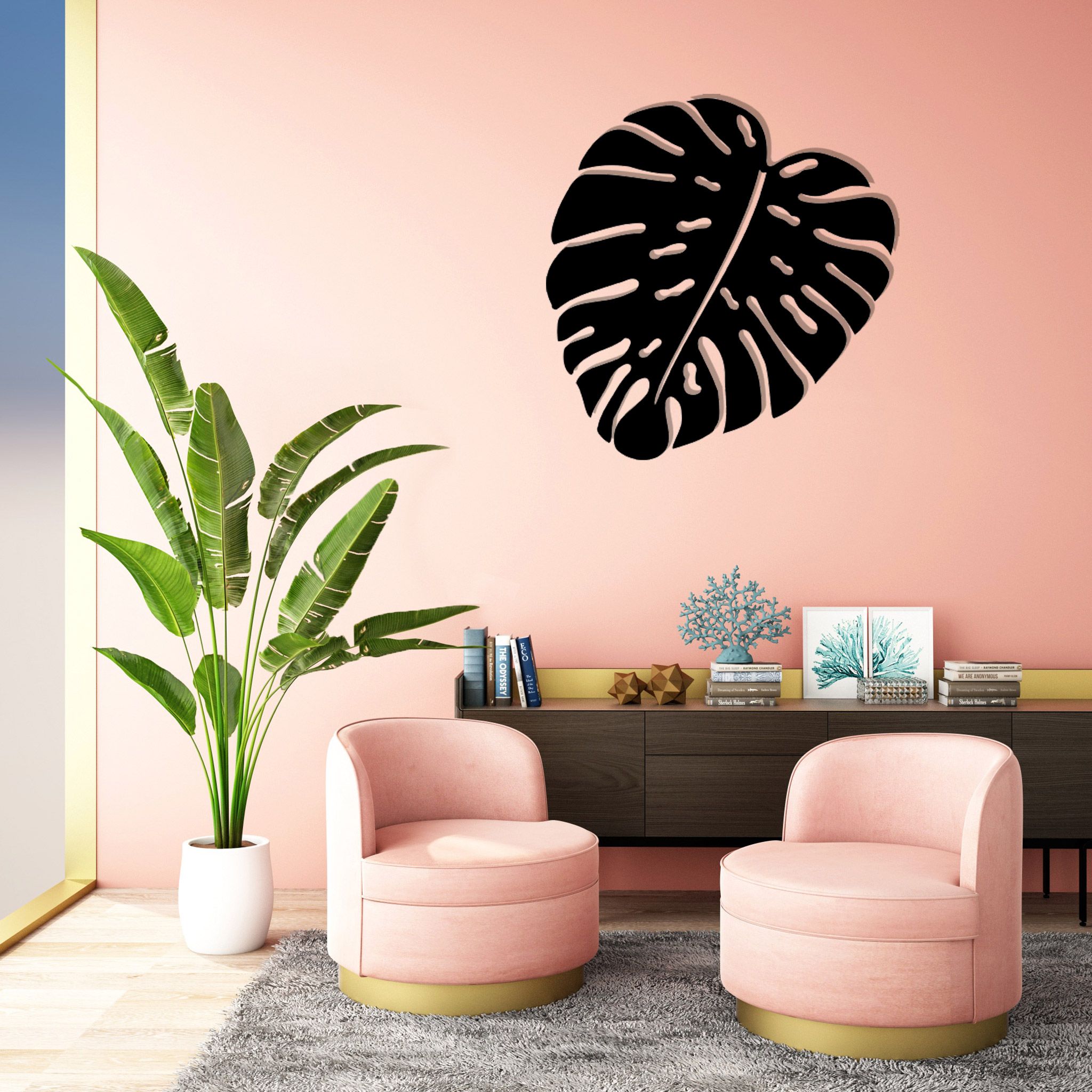 Metal Wall Garden Art Monstera NZ Made Products Ladybugs